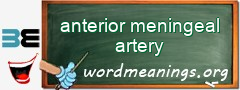 WordMeaning blackboard for anterior meningeal artery